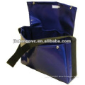 Dark Ocean Blue PVC long shoulder / school bag with foldable handle